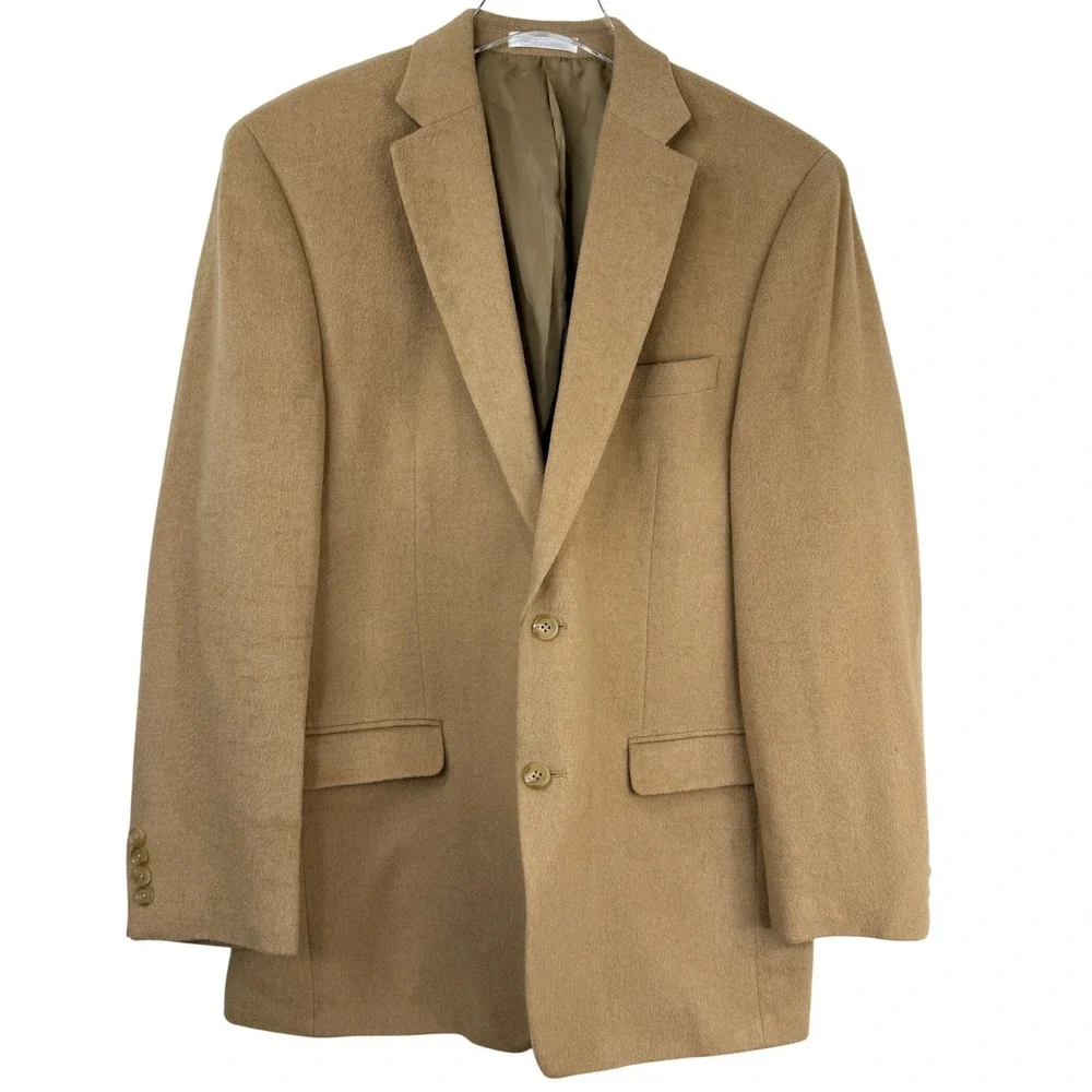 LAUREN RALPH LAUREN 100% Camel Hair Blazer Men 42L Sport Coat LUXURY